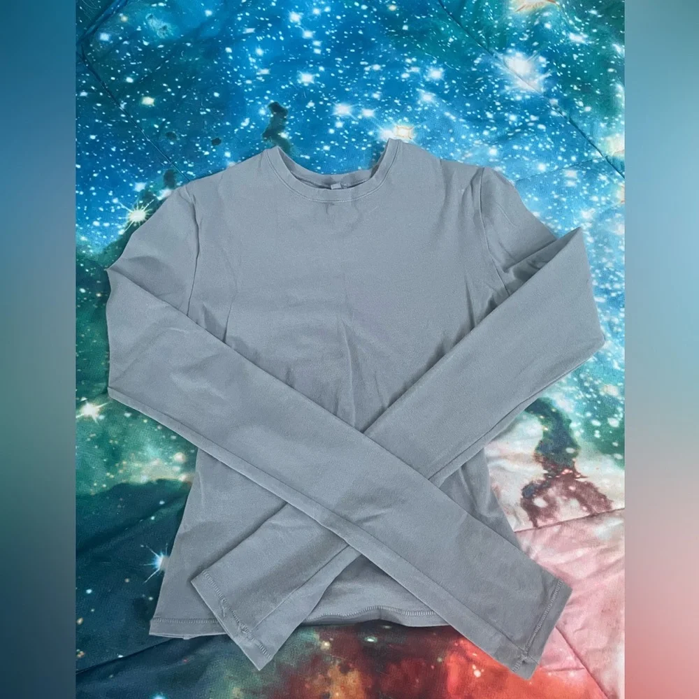 SKIMS Jersey Cotton Long Sleeve Women's T-Shirt in Pacific 🌊 - Picture 2 of 4